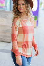 Load image into Gallery viewer, Give You Joy Rust Checker Plaid French Terry Top
