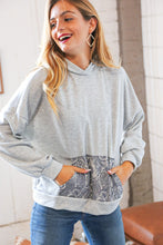 Load image into Gallery viewer, Grey Cotton Terry Paisley Sash Tie Back Hoodie