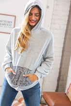 Load image into Gallery viewer, Grey Cotton Terry Paisley Sash Tie Back Hoodie