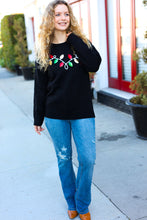 Load image into Gallery viewer, It&#39;s Lit Black Sequin Embroidered Christmas Lights Sweater