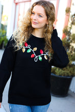Load image into Gallery viewer, It&#39;s Lit Black Sequin Embroidered Christmas Lights Sweater