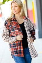 Load image into Gallery viewer, Calling On You Rust &amp; Taupe Plaid Color Block Shacket