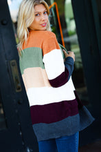 Load image into Gallery viewer, Perfectly You Plum &amp; Olive Color Block Open Cardigan