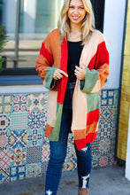 Load image into Gallery viewer, Latte Ready Rust &amp; Taupe Color Block Open Knit Cardigan