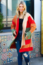 Load image into Gallery viewer, Latte Ready Rust &amp; Taupe Color Block Open Knit Cardigan
