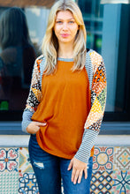 Load image into Gallery viewer, Feeling Myself Rust &amp; Black Animal Print Two Tone Raglan Top