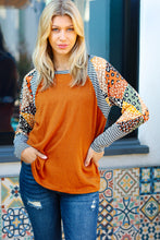 Load image into Gallery viewer, Feeling Myself Rust &amp; Black Animal Print Two Tone Raglan Top