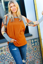 Load image into Gallery viewer, Feeling Myself Rust &amp; Black Animal Print Two Tone Raglan Top