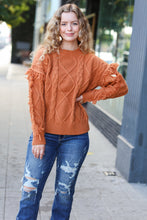 Load image into Gallery viewer, Joyful Days Rust Cable Knit Tassel Fringe Sweater