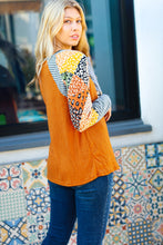 Load image into Gallery viewer, Feeling Myself Rust &amp; Black Animal Print Two Tone Raglan Top