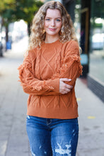 Load image into Gallery viewer, Joyful Days Rust Cable Knit Tassel Fringe Sweater