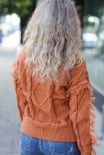 Load image into Gallery viewer, Joyful Days Rust Cable Knit Tassel Fringe Sweater