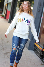 Load image into Gallery viewer, More the Merrier White Pop Up Lurex Sweater
