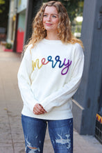 Load image into Gallery viewer, More the Merrier White Pop Up Lurex Sweater
