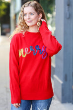 Load image into Gallery viewer, More The Merrier Red Pop Up Lurex Sweater