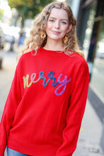 Load image into Gallery viewer, More The Merrier Red Pop Up Lurex Sweater