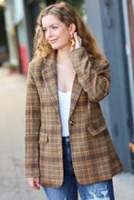 Load image into Gallery viewer, Make It Happen Spice Plaid Tailored Collar Lapel Blazer