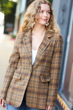 Load image into Gallery viewer, Make It Happen Spice Plaid Tailored Collar Lapel Blazer