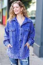 Load image into Gallery viewer, Call On Me Blue Vintage Oversized Corduroy Shacket