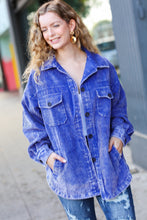 Load image into Gallery viewer, Call On Me Blue Vintage Oversized Corduroy Shacket