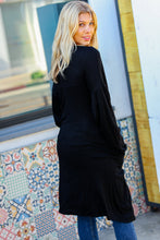 Load image into Gallery viewer, Over The Moon Black Hacci Midi Open Cardigan
