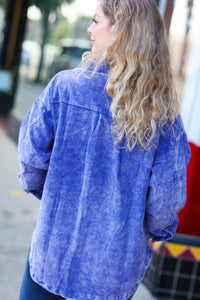 Call On Me Blue Vintage Oversized Corduroy Shacket
