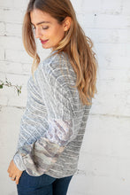 Load image into Gallery viewer, Stripe and Camo Sequin Bubble Sleeve V Neck Top