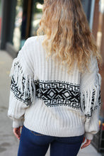 Load image into Gallery viewer, Ready For Anything Taupe &amp; Black Tassel Aztec Sweater