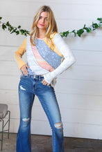 Load image into Gallery viewer, Floral Color Block Rib Terry Out Seam Stitch Detail Pullover