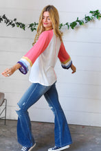 Load image into Gallery viewer, Pink Pointelle Color Block Wide Sleeve Pullover