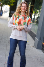 Load image into Gallery viewer, Rust &amp; Olive Patchwork Print Yoke Hoodie Top