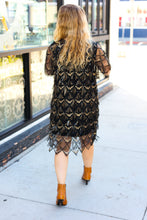 Load image into Gallery viewer, Feeling The Love Black &amp; Gold Diamond Pattern Sequin Fringe Dress