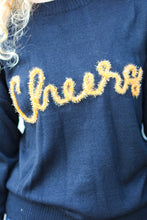 Load image into Gallery viewer, Take Note Black Embroidery &quot;Cheers&quot; Oversized Knit Top