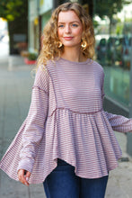 Load image into Gallery viewer, Fall Days Mauve Two Tone Jacquard Knit Babydoll Top