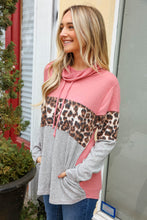 Load image into Gallery viewer, Mauve Cashmere Feel Leopard Print Turtleneck Top