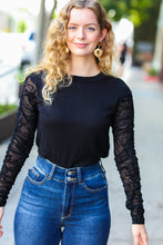Load image into Gallery viewer, Can&#39;t Help But Love Black Shirred Velvet Mesh Blouse