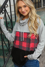 Load image into Gallery viewer, Plaid and Grey Cashmere Feel Turtleneck Top