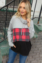 Load image into Gallery viewer, Plaid and Grey Cashmere Feel Turtleneck Top