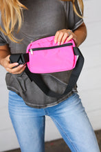 Load image into Gallery viewer, Hot Pink Nylon Zipper Buckle Belt Sling