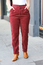 Load image into Gallery viewer, Going Your Way Burgundy Corduroy High Rise Tapered Pants