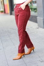 Load image into Gallery viewer, Going Your Way Burgundy Corduroy High Rise Tapered Pants