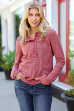 Load image into Gallery viewer, Going My Way Rust Contrast Stitch Henley Top