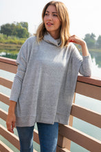 Load image into Gallery viewer, Heather Turtle Neck Knit Top with Side Slits