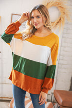 Load image into Gallery viewer, Mustard &amp; Green Color Block Hacci Knit Top