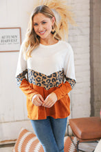 Load image into Gallery viewer, Rust Leopard Waffle Chevron Brushed Hacci Knit Top