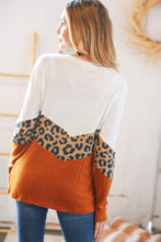 Load image into Gallery viewer, Rust Leopard Waffle Chevron Brushed Hacci Knit Top