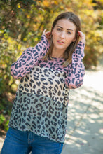 Load image into Gallery viewer, Leopard Color Block V Neck Knit Top