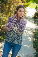 Load image into Gallery viewer, Leopard Color Block V Neck Knit Top