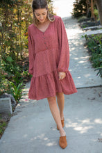 Load image into Gallery viewer, Leopard Button Detail Tiered Babydoll Dress