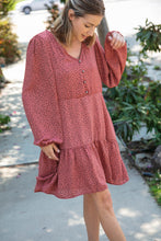 Load image into Gallery viewer, Leopard Button Detail Tiered Babydoll Dress